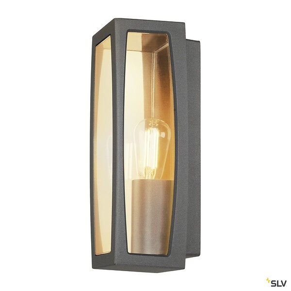 SLV - Applique extérieure SLV MERIDIAN BOX, diffuseur transparent/anthracite, E27, 25W max, IP54 - large