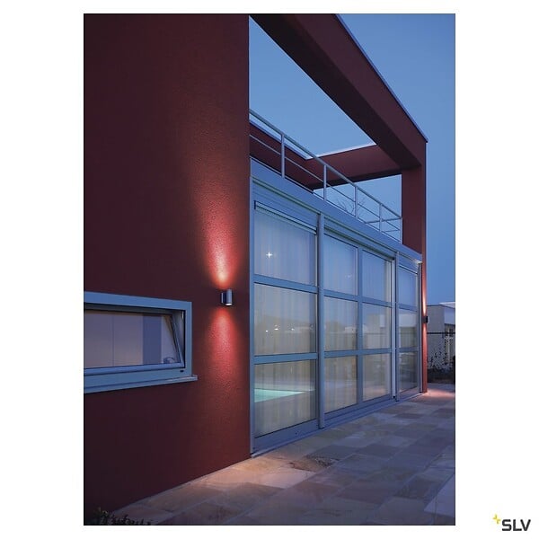 SLV - Applique extérieure SLV MYRA UP/DOWN, gris, GU10/QPAR51, 2x 35W max, IP55 - large