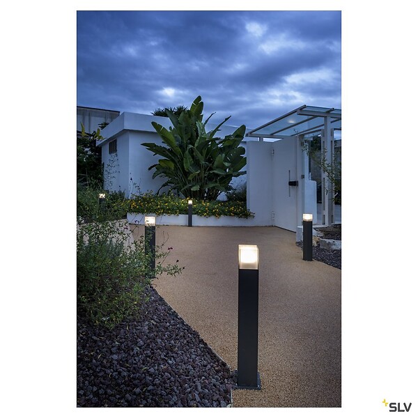 SLV - Borne extérieure SLV GRAPHIT 60, carré, anthracite, E27, 11W - Hauteur 60 cm - large