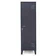 ID MARKET - Armoire vestiaire ESTER 1 porte métal gris foncé design industriel - vignette