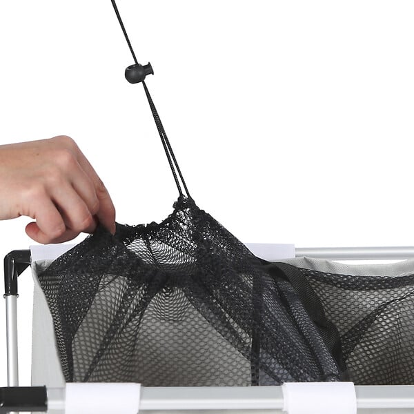 ID MARKET - Panier à linge 3 compartiments pliable gris - large