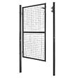 ID MARKET - Portillon de jardin 105 x 150 cm en acier gris anthracite avec serrure et poignée - vignette