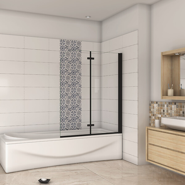 AICA SANITAIRE - Pare baignoire en privotante pliant en 2 volets 100x140cm - large