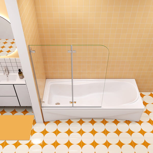 AICA SANITAIRE - Pare baignoire transparent en deux volets 110x140cm - large