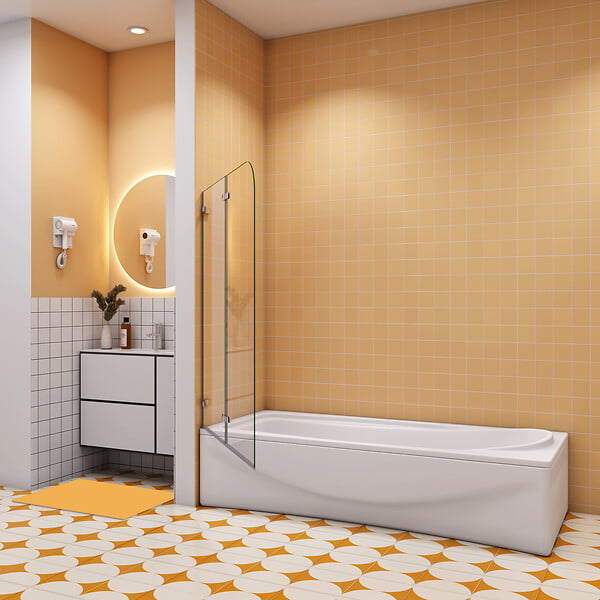 AICA SANITAIRE - Pare baignoire transparent en deux volets 110x140cm - large