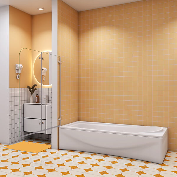 AICA SANITAIRE - Pare baignoire transparent en deux volets 110x140cm - large