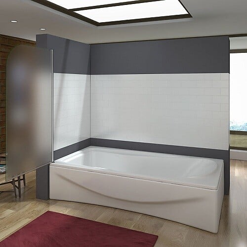 AICA SANITAIRE - Pare baignoire pivotante en verre dépoli écran de baignoire 80x140cm,AICA Sanitaire - large