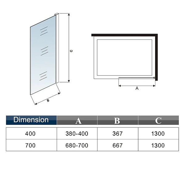 AICA SANITAIRE - Pare baignoire transparent 70x130cm proflé chromé - large