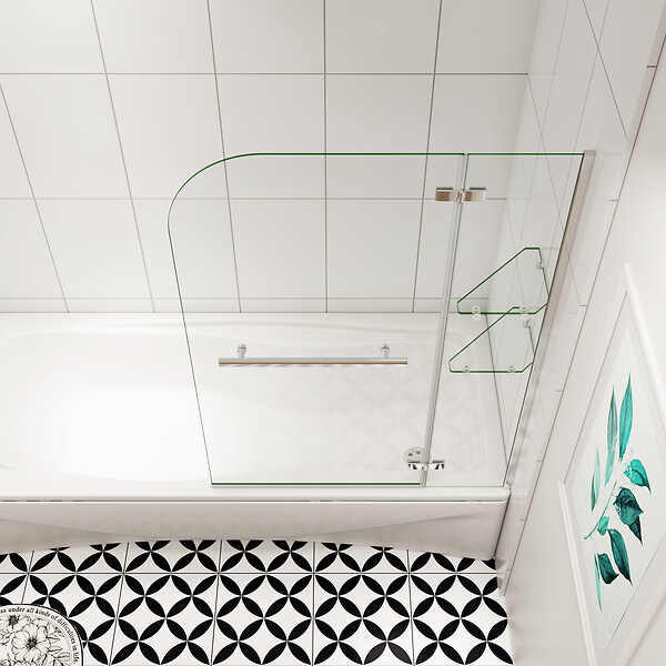 AICA SANITAIRE - Pare baignoire L.140xH.120cm avec poignée en acier inox - large