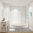 AICA SANITAIRE - Pare baignoire L.140xH.120cm avec poignée en acier inox - vignette