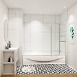 AICA SANITAIRE - Pare baignoire L.140xH.100cm avec poigniée en acier inox - vignette