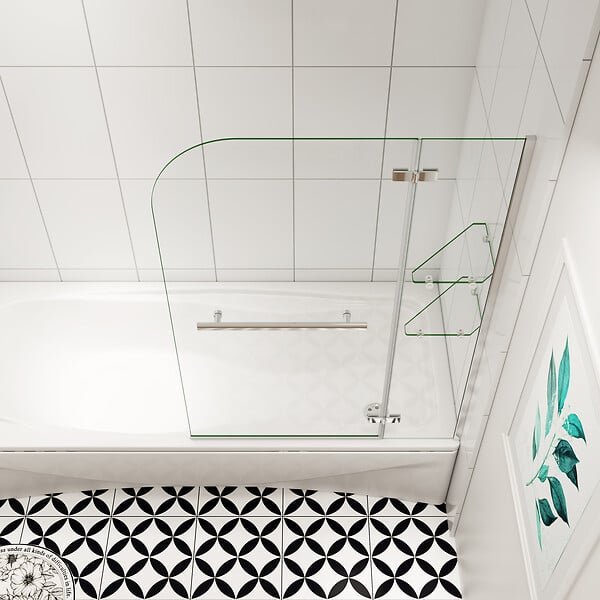 AICA SANITAIRE - Pare baignoire L.140xH.90cm avec poigniée en acier inox - large