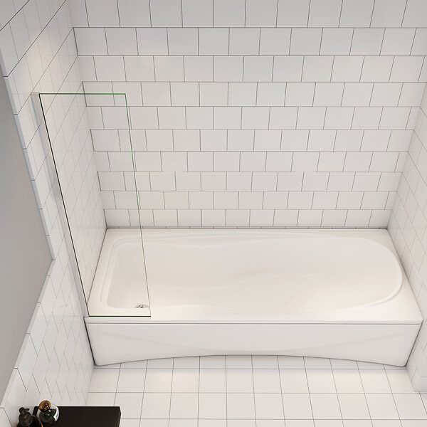 AICA SANITAIRE - Pare baignoire transparent 40x130cm proflé chromé - large
