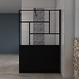 AICA SANITAIRE - Paroi de douche design moderne en cadre noir mat installation facille 90x200cm avce barre de fixation carré en 90cm - vignette