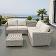 CONCEPT USINE - Salon de jardin d'angle 4 places en résine tressée avec coffre de rangement gris et beige ABACOS $ - vignette