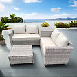 CONCEPT USINE - Salon de jardin d'angle 4 places en résine tressée avec coffre de rangement gris et beige ABACOS $ - vignette