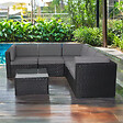 CONCEPT USINE - Salon de jardin 5 places en résine tressée avec table noir et gris BIMINI $ - vignette