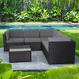 CONCEPT USINE - Salon de jardin 5 places en résine tressée avec table noir et gris BIMINI $ - vignette