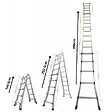 SECURY-T - Échelle articulée pliante et télescopique en aluminium 4x5 marches 4,96m + 1 tablette - vignette