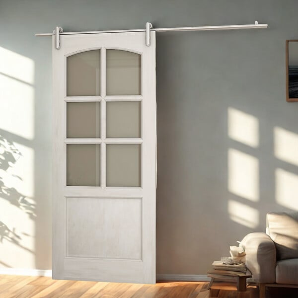 SECURY-T - Rail porte coulissante - 2M - En applique - Porte en bois - Argent - large