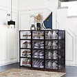 SECURY-T - Rangement à chaussure - Boite à chaussures - Noires et transparentes crystal - Lot de 12 - vignette