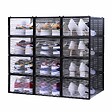 SECURY-T - Rangement à chaussure - Boite à chaussures - Noires et transparentes crystal - Lot de 12 - vignette