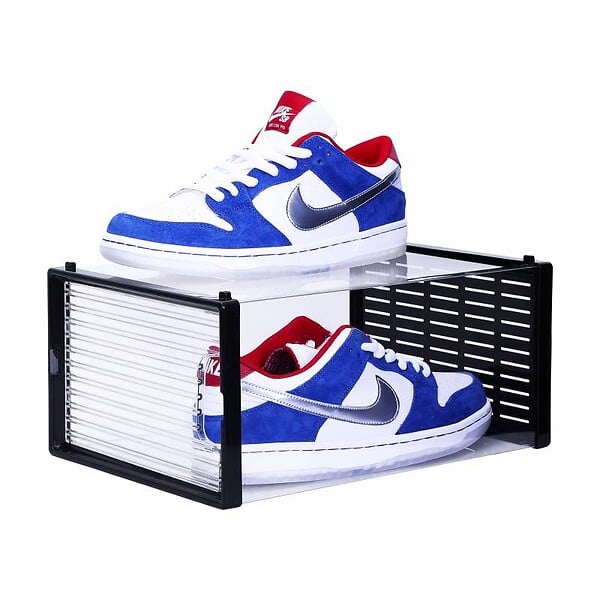 SECURY-T - Rangement à chaussure - Boite à chaussures - Noires et transparentes crystal - Lot de 12 - large