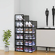 SECURY-T - Rangement à chaussure - Boite à chaussures - Noires et transparentes crystal - Lot de 12 - vignette