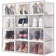 SECURY-T - Rangement chaussures - Boites à chaussures - Grand format - Blanc et transparent - Lot de 12 - vignette