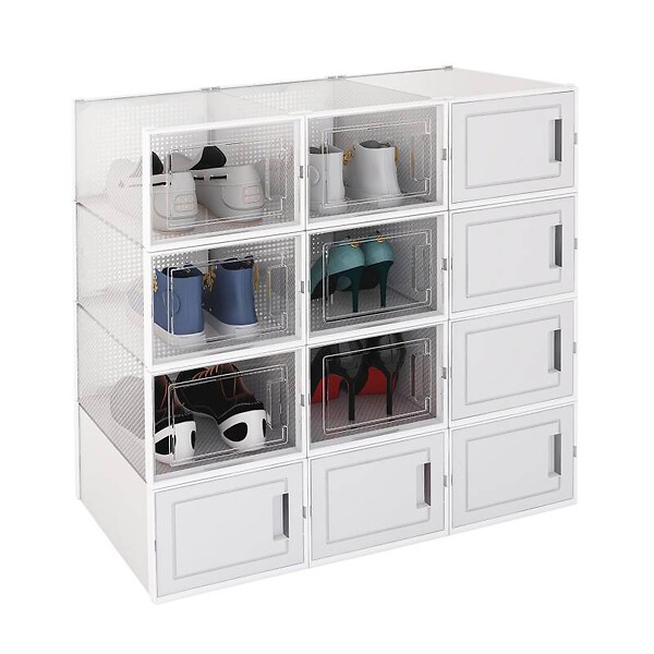 SECURY-T - Rangement à chaussure - Boites à chaussures - Grand format - Opaque et transparent - Lot de 12 - large