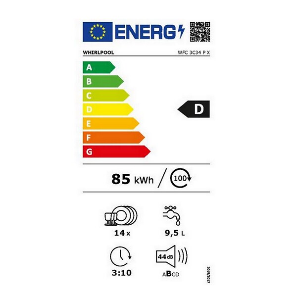 WHIRLPOOL - Lave-vaisselle 60cm 14 Couverts 44db Inox - WFC3C34PX - large
