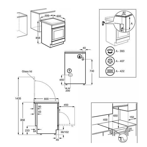 ELECTROLUX - cuisinière gaz 57l 4 foyers blanc - LKK620010W - large