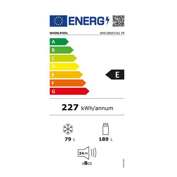WHIRLPOOL - Réfrigérateur Combiné Intégrable à Glissières 268l - WHC18D071A1FR - large