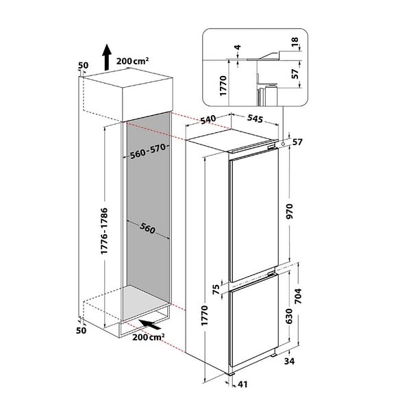 WHIRLPOOL - Réfrigérateur Combiné Intégrable à Glissières 268l - WHC18D071A1FR - large
