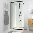 AURLANE - Cabine de douche carrée 80x80x200 cm - Porte pivotante - Fonds Blancs & Profilés Noir Mat - vignette
