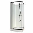 AURLANE - Cabine de douche carrée 80x80x200 cm - Porte pivotante - Fonds Blancs & Profilés Noir Mat - vignette