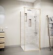 AURLANE - Porte de Douche Pivotante 80x180cm et Retour 80cm - Profil Or Brosse - Verre 5mm - GOLD ELEMENTARY - vignette