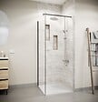 AURLANE - Retour pour Porte de Douche 80x195cm Verre Trempe 8mm Anticalcaire - Alu Noir - DARK ELEMENTARY - vignette