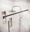 AURLANE - Retour pour Porte de Douche 80x195cm Verre Trempe 8mm Anticalcaire - Alu Noir - DARK ELEMENTARY - vignette