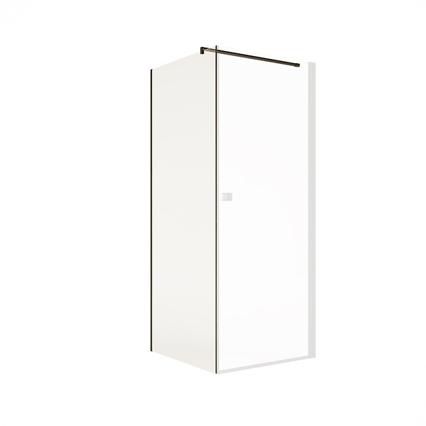 AURLANE - Retour pour Porte de Douche 80x195cm Verre Trempe 8mm Anticalcaire - Alu Noir - DARK ELEMENTARY - large