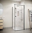 AURLANE - Porte de Douche Pivotante 90x195cm et Retour 90cm - Verre 8mm Anticalcaire - Profil Noir - vignette