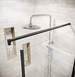 AURLANE - Porte de Douche Pivotante 90x195cm et Retour 90cm - Verre 8mm Anticalcaire - Profil Noir - vignette