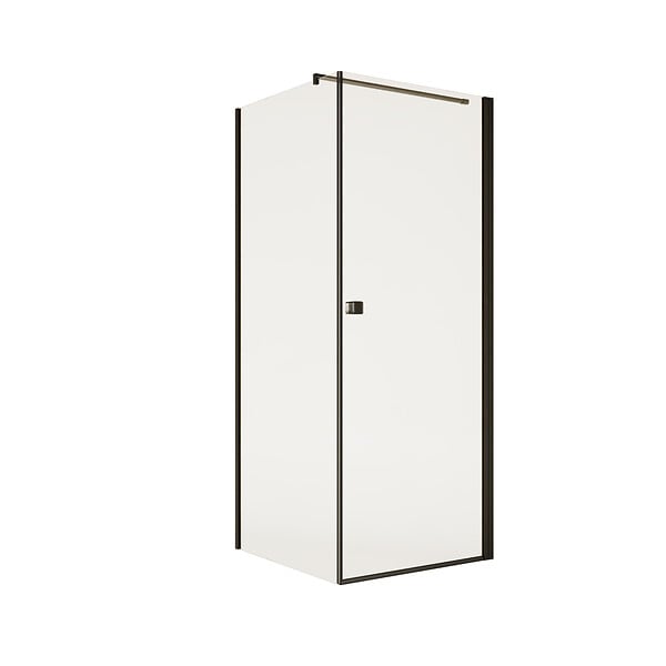 AURLANE - Porte de Douche Pivotante 90x195cm et Retour 90cm - Verre 8mm Anticalcaire - Profil Noir - large