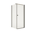 AURLANE - Porte de Douche Pivotante 80x195cm et Retour 80cm - Verre 8mm Anticalcaire - Profil Noir - vignette