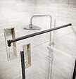 AURLANE - Porte de Douche Pivotante 90x195cm et Retour 80cm - Verre 8mm Anticalcaire - Profil Noir - vignette