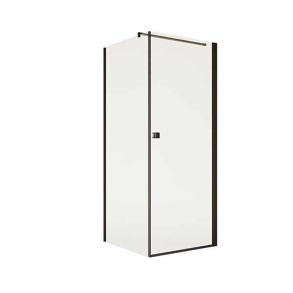 AURLANE - Porte de Douche Pivotante 90x195cm et Retour 80cm - Verre 8mm Anticalcaire - Profil Noir - large