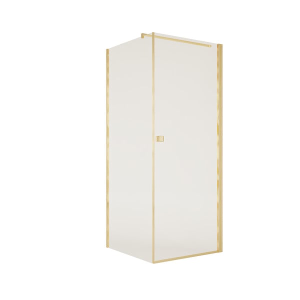 AURLANE - Porte de Douche Pivotante 70x195cm et Retour 80cm - Verre 8mm Anticalcaire - Profil Or Brosse - large