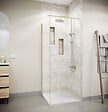 AURLANE - Retour pour Porte de Douche 80x195cm Verre Trempe 8mm Anticalcaire - Alu Or Brosse - GOLD ELEMENTARY - vignette