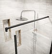 AURLANE - Porte de Douche Pivotante 90x180cm et Retour 80cm - Profil Noir - Verre 5mm - DARK ELEMENTARY - vignette