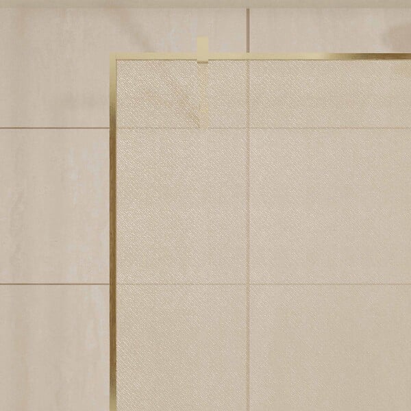 AURLANE - Paroi de douche 120x200cm - Verre feuilleté avec tissu doré - Encadrement Or Doré Brossé - COUTURE - large